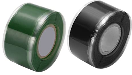BELLIFFY 2pièces Ruban Silicone Auto-amalgamant Ruban Électrique Étanche Pour Réparation De Tuyaux Et Câbles Aux Températures Noir Vert