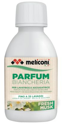 Meliconi Parfum Biancheria Fresh Musk, Profumatore per Bucato | Profumatore per Bucato Intenso e Duraturo, Dermatologicamente Testato, Senza Coloranti, per Lavatrice e Asciugatrice