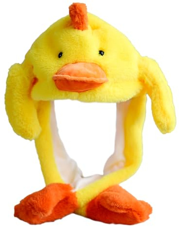 CHUNLINLAODA Cappello Orecchie che si Muovono Anatra Cappello Cappelli di Peluche Animale Peluche Cappello Divertenti Regalo per Adulti e Bambini per Festa, Cosplay e Carnevale