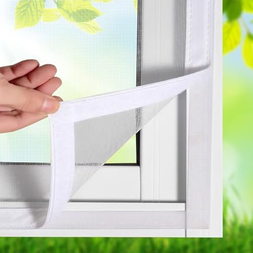 Dachfenster Fliegengitter Kellerfenster 110x160cm Weiß Insektenschutz Balkon TüR Fliegengitter für Fenster verhindert das Eindringen von Insekten