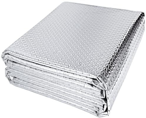 YoleShy Double isolation réfléchissante 61 cm x 3 m pour fenêtre de camping-car pour l'été, isolation thermique à bulles en feuille d'aluminium pour fenêtres, toit, camping-car, voiture
