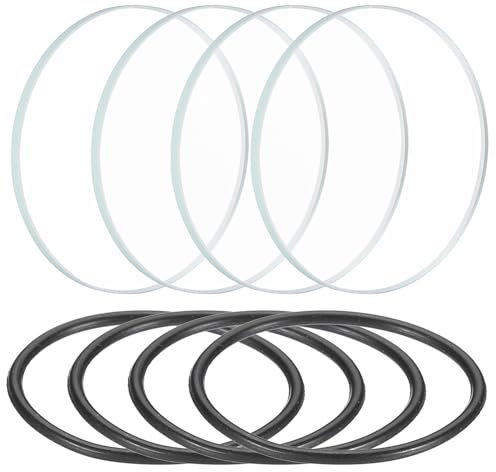 PATIKIL 1.1 Dia LED Lens, 4 Set Polished Edge Flashlight Replacement Parts Glass Lens with Silicone Ring for Light Source Lens Replacement, Transparent