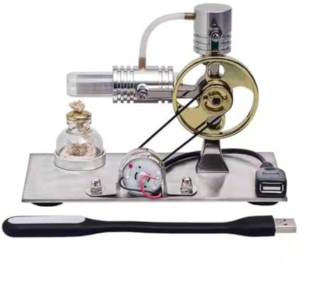 CreativeBlocker Stirlingmotor Model Erwachsen- Metall Stirlingmotor Funktionsfähig mit Alkohollampen, Dampfmaschine Modell L förmiger, Experimentierkasten Wissenschaft Geschenk (RTR)