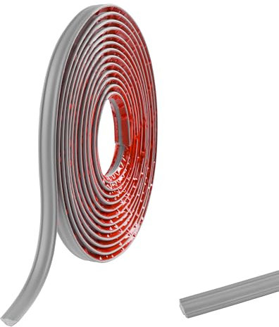 5M PVC Joint d'Étanchéité Autocollant Bordure de Finition Plan de Travail Cuisine Angle Mur, Joint Mur Intérieur Profil Finition Bande Finition Calfeutrage Moulure Plinthe,12mmx6mm Gris Mat