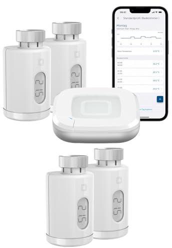 Homematic IP Heizungssteuerung Pure für 4 Heizkörper zur Einzelraumregelung mit App., Weiß