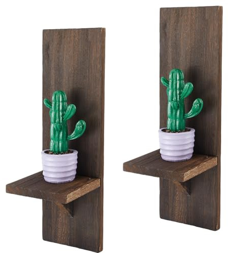 DICOSMETIC 2 Stück Kerzenhalter Bauernhaus Wand Holz Kerzenhalter Wanddekoration Kokosnussbraun Kunst Hängende Kerzenhalter Für Kleine Vase Kamin Dekor Wohnzimmer