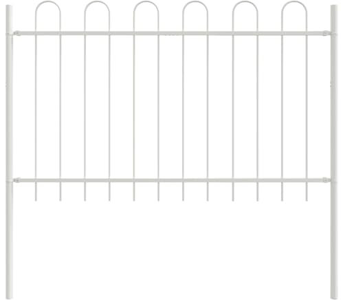 vidaXL Gartenzaun Weiß 1,7 x 1,2 m Pulverbeschichteter Stahl, Garten- und Terrassenzaun, rechteckige Industriestahl-Fence, wetterfestes Gehege für moderne Räume