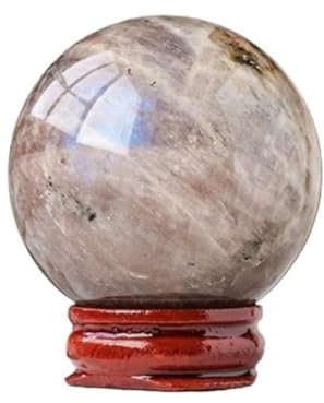 JYARZ Bola De Cristal Adivinacion Esfera De Bola De Cristal De Piedra Lunar con Soporte De Madera Decorativo For Decoración De Oficina En El Hogar Bola Fotografía(5.5-6cm)