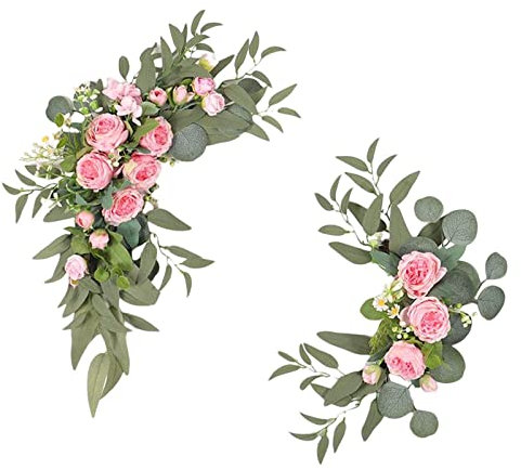 sporful 2 pezzi peonia decorativo floreale festoni fiori di seta artificiale per matrimonio arco pergolato cerimonia foglie verdi