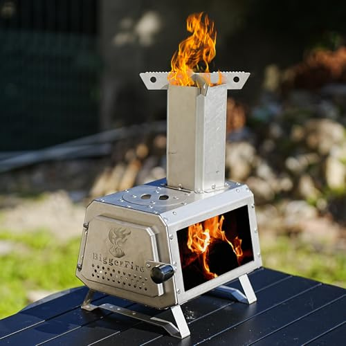 Stufa a razzo portatile da campeggio, forno a legna portatile, per barbecue e cucinare, per campeggio, balcone, giardino