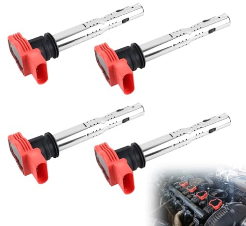 VVORHSBELL Ignition Coil Pack Set of 4 Compatible with Audi A4 A5 R8 2.0T & VW Golf GTI MK6 2.0T High Energy, Metal Housing, Vibration Resistant