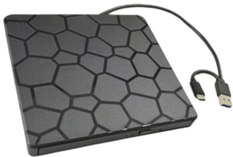 Koolenry Unidad de DVD RW Externa USB 3.0 Tipo C, Interfaz 2 en 1, Grabadora de DVD, Lector y Reproductor de CD, Unidad Óptica para Ordenador Portátil.