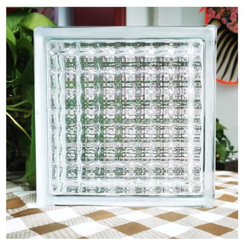 Zfmnoyev Square Translucent Glass Blocks, Crystal Bricks, Sound Insulation Thermal Insulation Decorative Partition Wall, for Room Outdoor Deck Balcony Garden Buildings Hotel Restaurant(D)