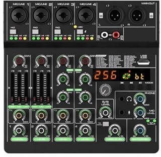 Audio Mixer 4-kanals Mixerkonsol Med RCA-ingång Och XLR-anslutning Bred TilläMpning