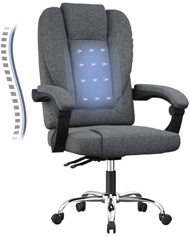 naspaluro Executive Ergonomic Office Desk Chair with Springs/Armrests, Comfy Big and Tall Computer Work Chair, Heavy Duty Cross Legged Study Chairs for Home Office, High Back Grey Swivel Chair