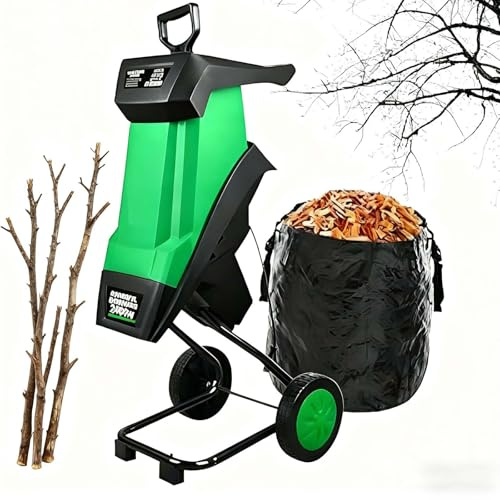 SIEEOUR Triturador De Jardín Eléctrico 2400w,Triturador De Rama Eléctrico,Astilladora De Madera Con Diámetro Máximo 40mm,Caja De Recogida 50l,Cuchillas Reversibles Para Mantenimiento Exterior