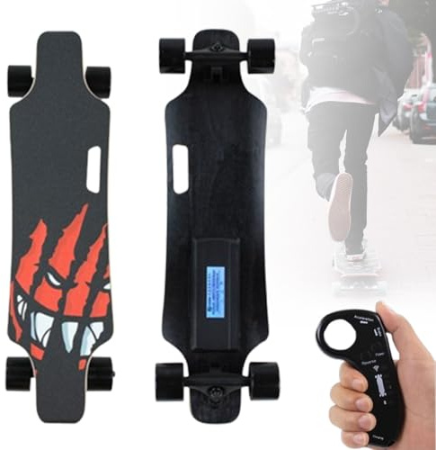 VsyPtyc Skateboard Elettrico telecomandato, Longboard Elettrico per pendolari, tavola a 7 Strati, autonomia di 15 miglia, Regolazione a 4 velocità, Adatto per Adulti e Adolescenti B