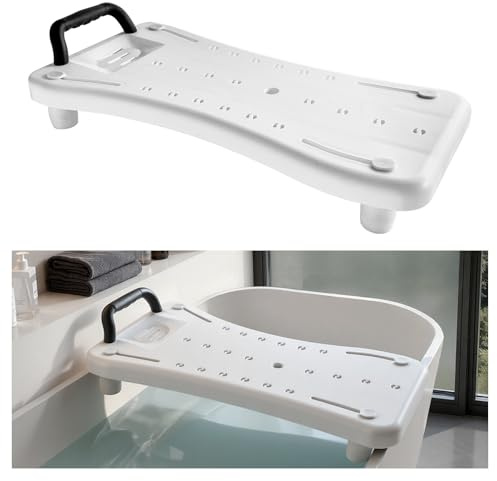 VEVOR Tabla de Bañera Ajustable 41-62 cm, Asiento de Bañera con Mango Carga de 150 kg, Silla de Bañera con Patas Antideslizantes Ajustables para Adultos, Personas Mayores, Personas con Discapacidad