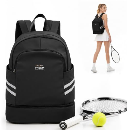 BJLFS Tennisryggsäck för kvinnor och män, tennisväska, badminton ryggsäck väska, stor racketväska sportväska som rymmer 2 racketar och tennisskor