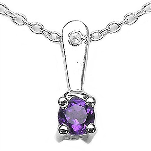 Collier/Kette-Anhänger Amethyst/Zirkonia-925 Silber-Rhodiniert