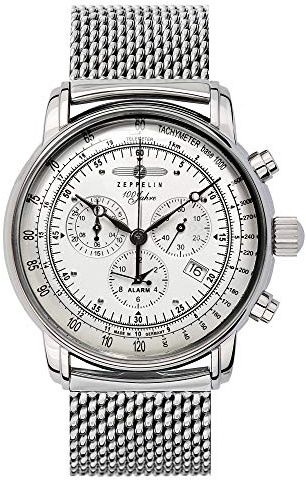 Zeppelin klocka 100 år kronograf alarm 7680, flerfärgad/flerfärgad, standardstorlek, armband, Flerfärgad/flerfärgad, standard size, Vintage-kronograf