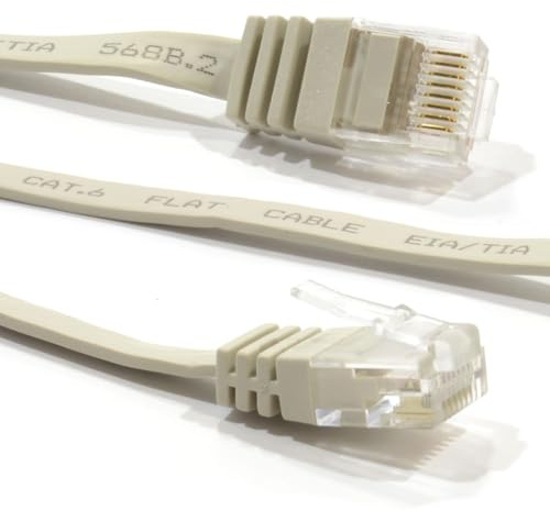 kenable FLAT CAT6 Ethernet LAN Patch Cable Low Profile GIGABIT RJ45 20m Beige