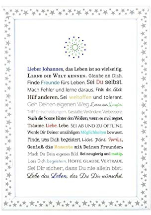 Personalisierbares Geschenk zur Firmung, Erstkommunion, Jugendweihe, Kommunion u. Konfirmation | Bild für Jungen | kreative Verpackung für Geldgeschenk, Kunstdruck, DIN A4, Poster