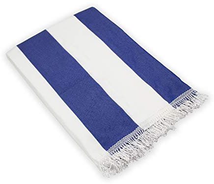 Tenda da sole in tessuto resistente cm 140x300 100% poliestere con anelli dis. 1 BLU e BIANCA