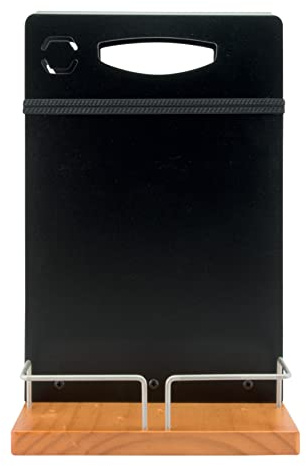 Securit CAD-TE Tischaufsteller Table Caddy mit Kreidetafel | Lackiertes Holz - Metallrahmen - Menühalterung - Kreidemarker enthalten