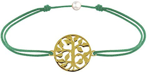 LES POULETTES BIJOUX - Bracelet Lien Arbre de Vie Plaqué Or - Vert
