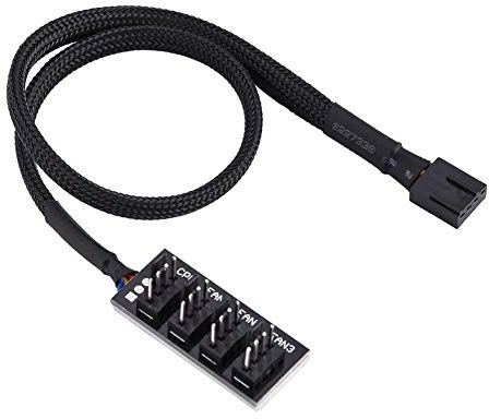 ASHATA 4-poliger PWM-Lüfter-Hub Schwarzärmeliger PWM-Splitter-Hub Computer-CPU/Gehäuselüfter Stromversorgung Multi-Splitter-Anschlusskabeladapter Kompatibel mit 3-poligen/4-poligen Computer-Lüftern