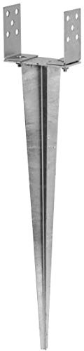 ADGO Pfostenträger 0-160mm x 750mm Zaunpfostenträger feuerverzinkt Einschlaghülse Pfostenträger Bodenhülse Einschlaghülse Pfostenträger Stahl silber