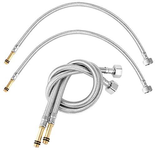 Huayue 4 Packs Monobloc Flexible Tap Connectors, M10 x 1/2 BSP x 500mm Stainless Steel Braided Flexi Water Hose Flexible Pipe Connection Hose Extension for Basin, Kitchen Taps
