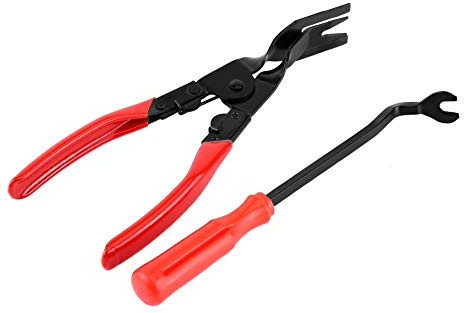Extractor de grapas de tapicería de puerta, 2 unidades conjunto de coche interior puerta panel embellecedor clip de retirada, pinzas para tapicería de tapicería, herramienta de reparación
