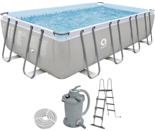 Avenli Frame Plus Rectangular Pool Komplettset 549x305x122 cm, Aufstellpool, rechteckig, mit Sandfilter, grau