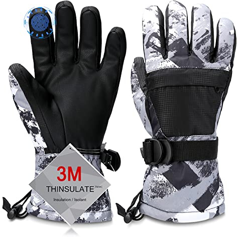 Odtmger Ski Gloves,Snow Gloves Waterproof Winter Warm Cold Weather Touchscreen Gloves for Parent& Child Kids Skiing,Snowboarding