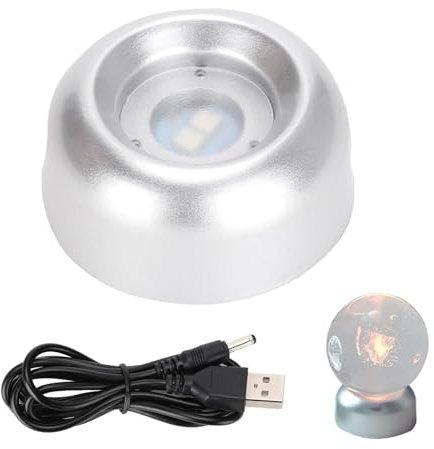 Agatige Soporte De Exhibición Redondo Antideslizante, Base Giratoria De Pantalla LED con Luz Colorida, Soporte De Base De Pantalla De Cristal De Luz Colorida para Obras De Arte Esféricas De Cristal
