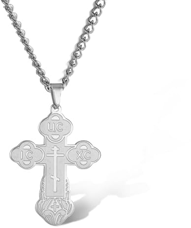 SIPURIS Orthodoxe Kreuz-Halskette für Männer, Jesus Christus, orthodoxer Kruzifix-Anhänger, Edelstahl, religiöser, christlicher Schmuck, Geburtstagsgeschenk