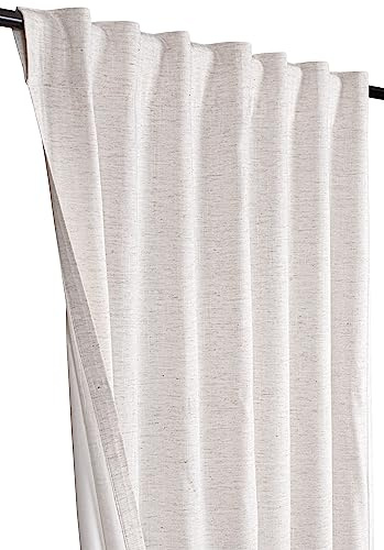 Fensterpaneele Vorhang aus Leinen Flachsstoff 50x96 Natur, 2er Set, Bauernhausvorhang, Schlaufenvorhänge, Raumverdunkelungsvorhänge, Vorhänge für Wohnzimmer, Streifenvorhang 2er Set