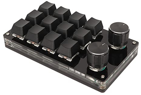 Zunate Mechanische OSU Tastatur mit 12 Tasten, Programmierbare Makro Tastatur Zum Selbermachen mit 2 Knöpfen, Benutzerdefinierte Programmierung Aller Tastenfunktionen für Windows Tastatur (Schwarz)