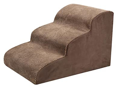 Fonowx Hundetreppen, Rampen, Hundestufen, Sofa, Bett, Leiter, rutschfest, Abnehmbarer und waschbarer Bezug, Haustierstufen, Innenrampe für kleine, BRAUN