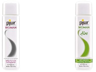 pjur WOMAN - Gleitgel für Frauen auf Silikonbasis & WOMAN Aloe - Gleitgel mit Aloe Vera auf Wasserbasis - für die sensible Haut der Frau - mehr Spaß und Pflege beim Sex