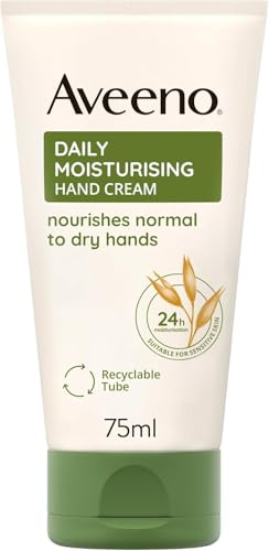 Aveeno Daily Moisturising Hand Cream for Sensitive Skin 75 ml, Pack of 2 - Nourishing Oat Formula for Deep Hydration and Long-Lasting Protection of Dry, Sensitive Hands