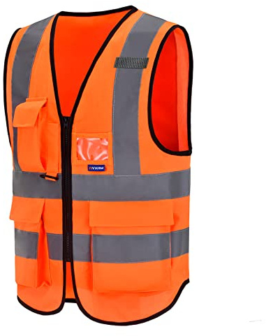4XL-5XL Hi Vis Viz High Visibility Reflective Safety Vest Workwear Executive Manager Waistcoat Jacket Zip 2 Band Brace Security Mobile Phone 3-D Pocket ID Holderhi vis vests