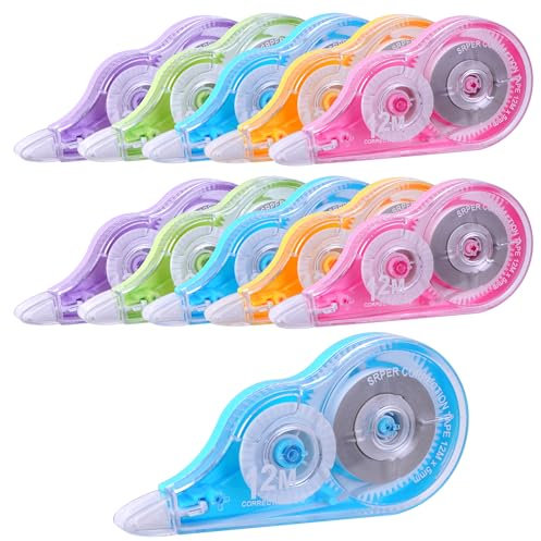 Jewan 10 PCS Rubans Correcteurs,Souris Correcteur Blanc,12m x 5 mm Correcteur Blanc à Ruban avec Capuchon,Idéal pour Papeterie, Accessoire Bureau et Fourniture Scolaire