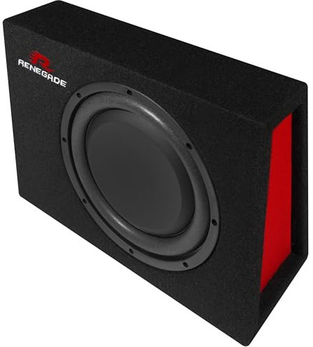 Renegade RXS1000-25 cm (10) Gehäuse-Subwoofer - Single-Kompakt-System mit 400 W max. | Car-HiFi Bass-Box mit geringer Gehäusetiefe