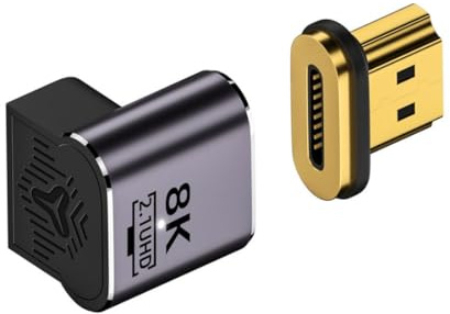 chenyang HDMI 2.1 Magnetanschluss, HDMI Stecker auf Buchse 90 Grad nach oben abgewinkelt niedrig 8K@60Hz 4K@120Hz 48Gbps Hochgeschwindigkeits Gender Change Adapter vergoldet