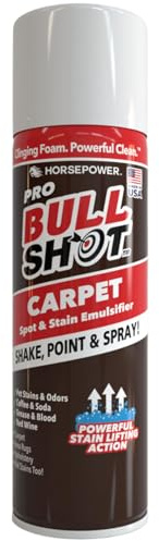Bull Shot Carpet Spot & Stain Remover, AS SEEN ON TV, Made In USA, Just Point & Spray, Stain-Lifting Foam-Action, Coffee, Soda, Wine, Grease, New & Old Stains & More