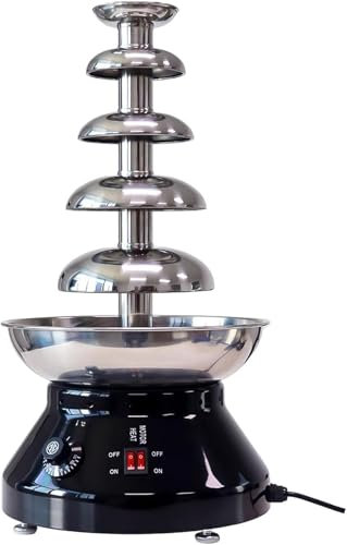 5-Tier Chocolate Fondue Fountain Machine 3L Stainless Steel Commercial Chocolate Fountain for Party Wedding Restaurant, 30℃~110℃ Adjustable, Black