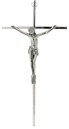 DRW Crucifijo de Metal Plateado para Colgar 22x12 cm